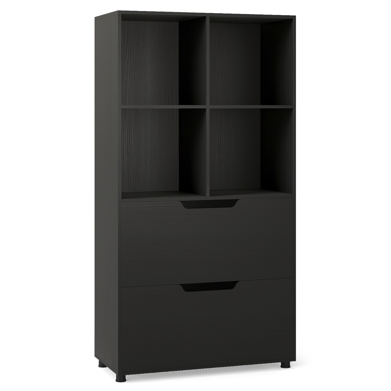 Cube Storage Bookcase with 4 Open Cubes and 2 Drawers Modern Display Shelf Storage